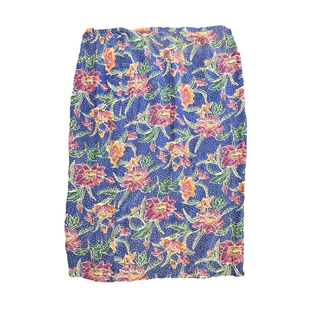 VTG RARE Amanda Smith Womens 16 Silk Floral Midi Skirt Purple Fairy Cottage Boho